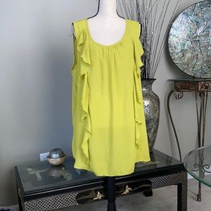Ashley Stewart Blouse Sleeveless Top Sz 18/20W Plus Size Curvy Lime Yell…